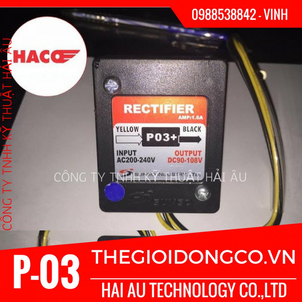 P03 (P-03) Bộ chỉnh lưu (Đi ốt,tụ điện) phanh điện từ,thắng từ DV 90V-110V